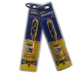 Irwin Speedbor 1/2‎ Inch Tri-Flute Wood Drill Bit 6 Inch 3041001 2-Pack New
